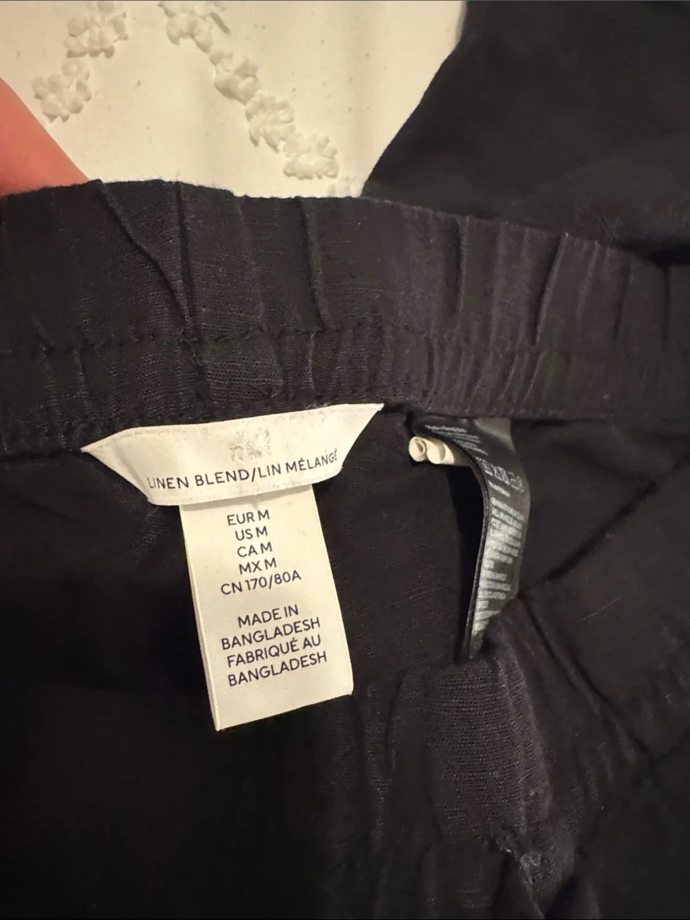H&M Black Wide-Leg Linen Drawstring Pants